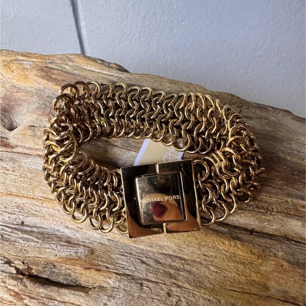 Michael Kors Gold-Tone Chain-Link Bracelet With Signature Logo Clasp